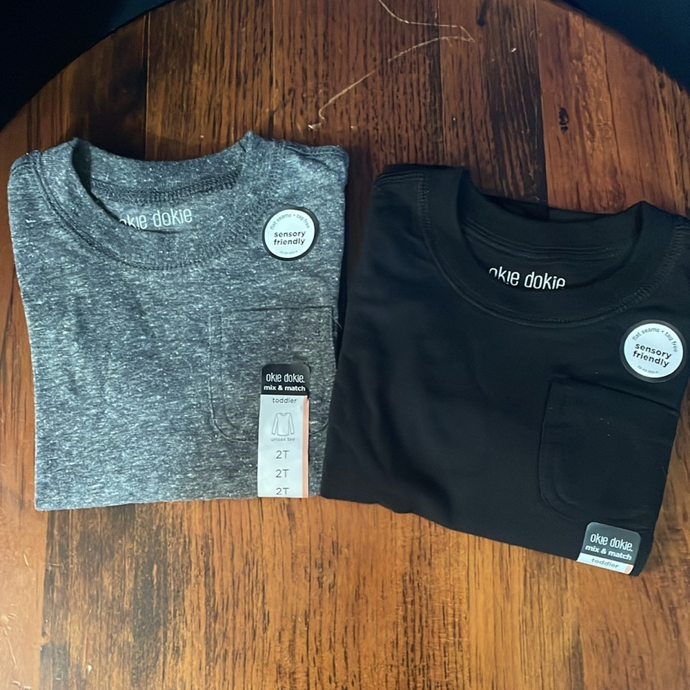 Okie Dokie Long Sleeve Sensory Friendly Shirt Bundle of 2 NWT